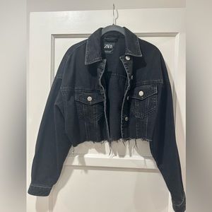 ZARA BLACK CROPPED JEAN JACKET